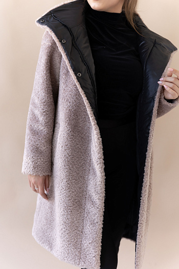 3 Пальто женское демисезонное 23630 (латте+черный)