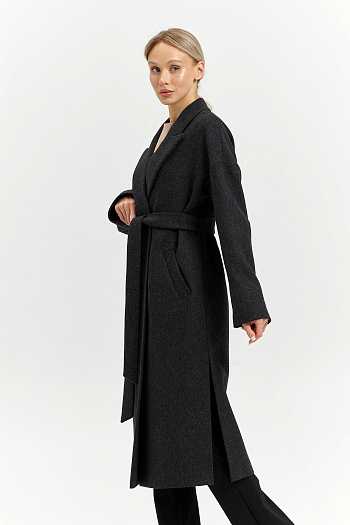 7 Пальто женское демисезонное 26820 (серый/диагональ)