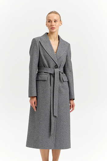 2 Пальто женское демисезонное 27210 (пепельный/ёлочка)