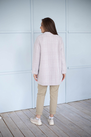 4 Пальто женское демисезонное 22520  (пудра/клетка) 