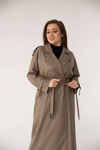 3 Плащ женский 1828 (бежевый/экокожа)