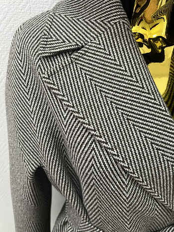 2 Пальто женское демисезонное 25885/к (коричневый/ёлочка)