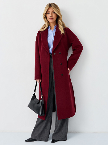 3 Пальто женское демисезонное 26820 (вино ворсовый)