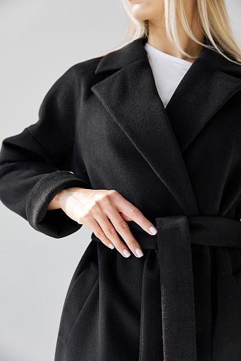 12 Пальто женское демисезонное 25990 (черный ворсовый)