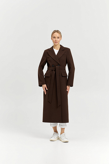 2 Пальто женское демисезонное 26895 (шоколад/рубчик)