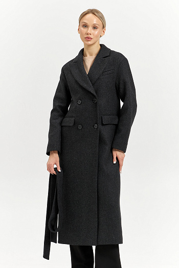 7 Пальто женское демисезонное 26102 (серый/диагональ)