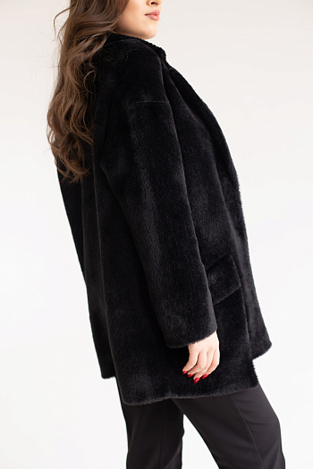 3 Пальто женское демисезонное 22730 (черный/тедди)