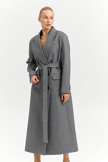 5 Пальто женское демисезонное 26830 (пепельный/ёлочка)