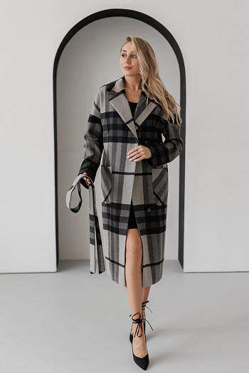 Пальто женское демисезонное 20550Р (клетка милана)