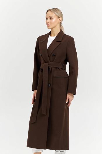 8 Пальто женское демисезонное 26326 (шоколад/рубчик)