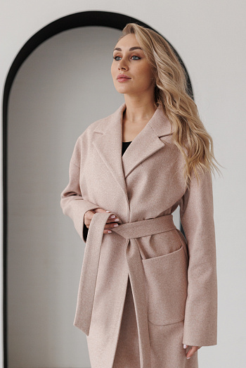 2 Пальто женское демисезонное 20550Р (песочный диагональ)