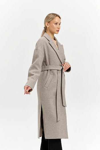 4 Пальто женское демисезонное 26820 (бежевый/диагональ)