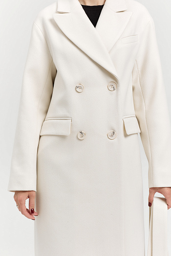 2 Пальто женское демисезонное 26102 (молочный/рубчик)