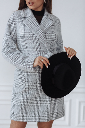 3 Пальто женское демисезонное 22400  (серый/клетка) 