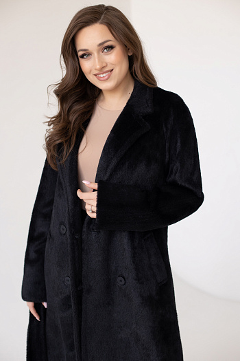 3 Пальто женское демисезонное 24103 (черный/тедди)