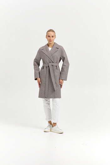 6 Пальто женское демисезонное 25885 (коричневый/ёлочка)