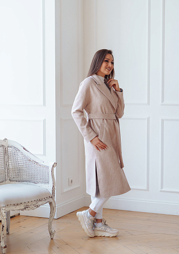 5 Пальто женское демисезонное 21820  (песочный) 