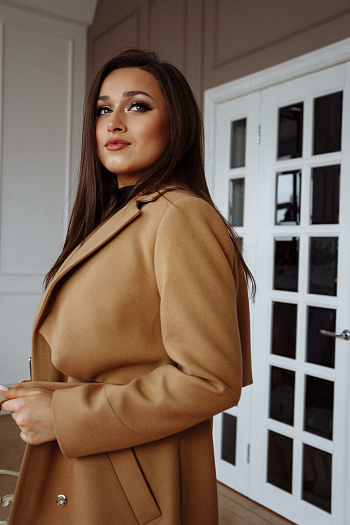 2 Пальто женское демисезонное 22105  (кэмел) 