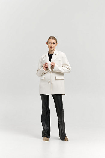 6 Пальто женское демисезонное 27100 (молочный/рубчик)