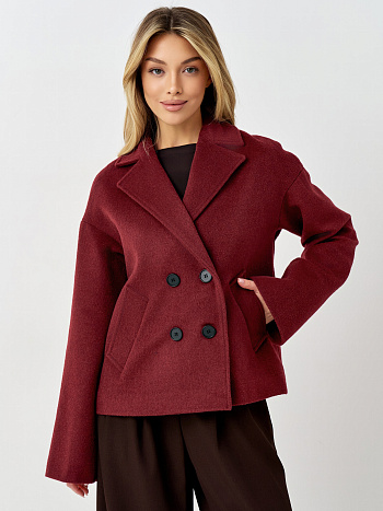 3 Пальто женское демисезонное 27332 (вино ворсовый)