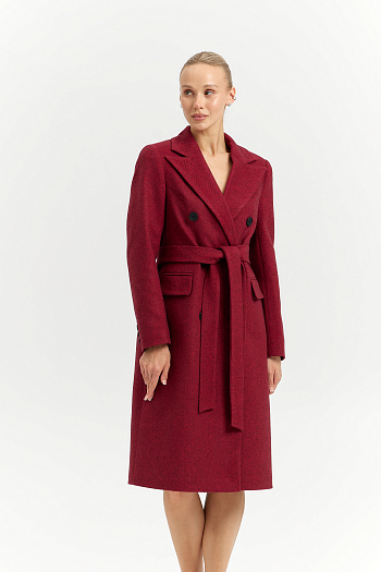 4 Пальто женское демисезонное 25775 (бордовый/ёлочка)