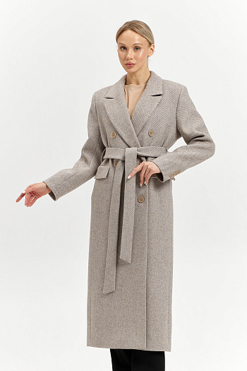 10 Пальто женское демисезонное 26326 (бежевый/диагональ)