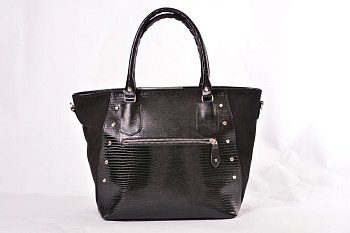 2 Сумка 1720-2 Черный (рептилия+замша)