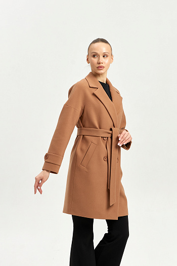 5 Пальто женское демисезонное 22970 (тёмный кэмел)