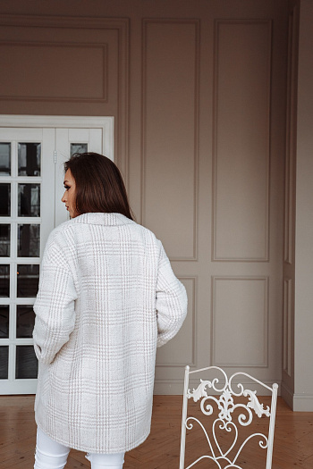 4 Пальто женское демисезонное 22520  (беж./клетка) 