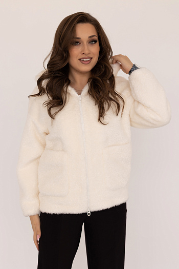 2 Шубка женская еврозима 24765 (белый/щипаная норка)