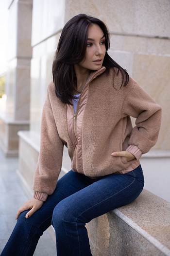 2 Куртка женская демисезонная 23790 (кэмел/тедди)