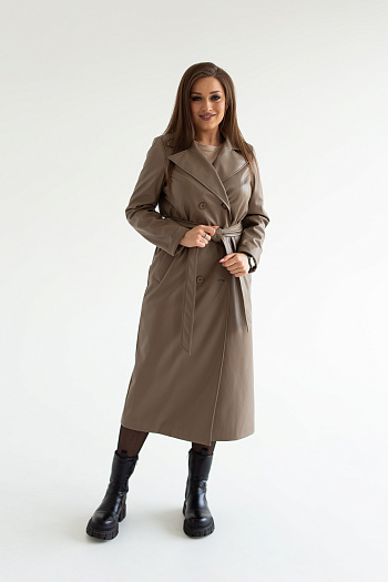 6 Плащ женский 1115 (бежевый/экокожа)