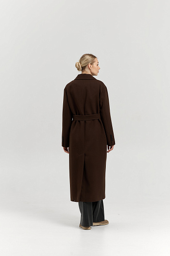 4 Пальто женское демисезонное 26102 (шоколад/рубчик)