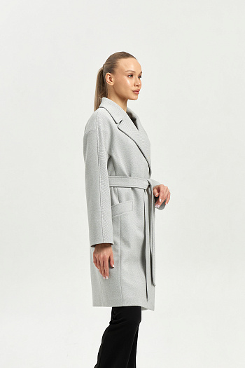 9 Пальто женское демисезонное 25885 (сильвер/ёлочка)