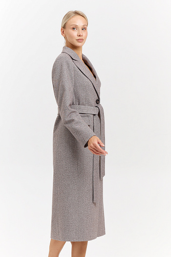 7 Пальто женское демисезонное 27210 (коричневый/ёлочка)