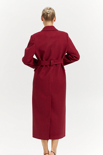 7 Пальто женское демисезонное 26326 (бордовый/ёлочка)