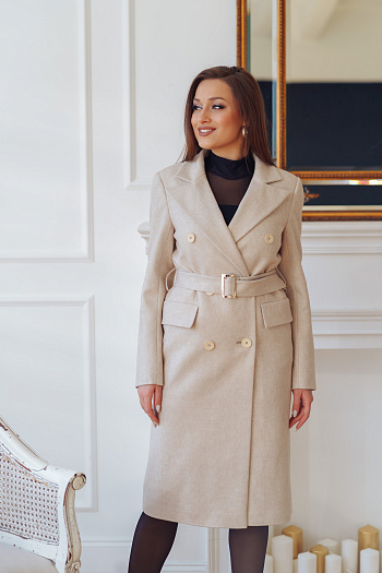 2 Пальто женское демисезонное 22510  (кремовый) 