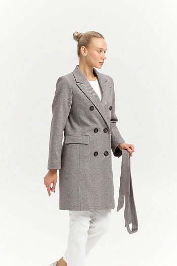 5 Пальто женское демисезонное 26897 (коричневый/ёлочка)