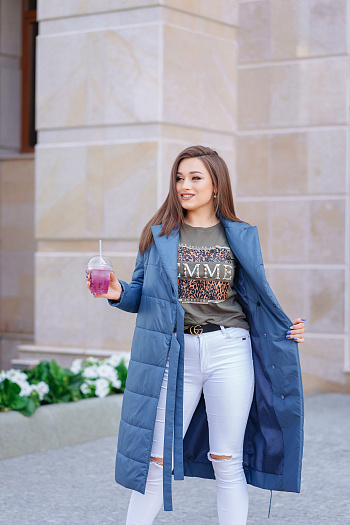 4 Пальто женское демисезонное 21550  (джинс) 