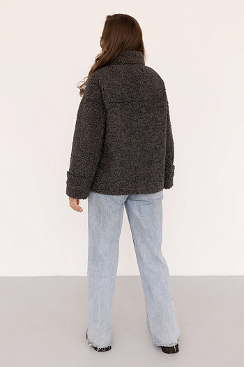 3 Шубка женская еврозима 24350 (серо-зелёный)