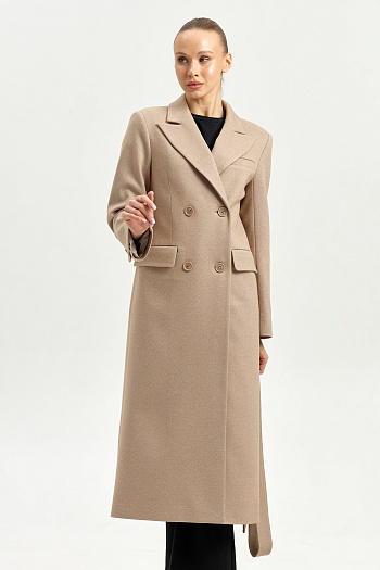 9 Пальто женское демисезонное 26895 (бежевый точка)