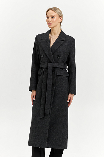 9 Пальто женское демисезонное 26326 (серый/диагональ)