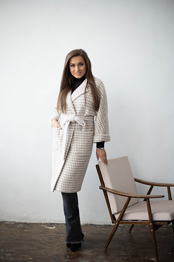 3 Пальто женское демисезонное 20905  (beige nika) 