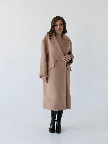 3 Пальто женское демисезонное 24710 кэмел/ворсовая ткань