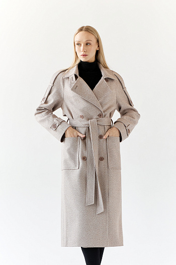 5 Пальто женское демисезонное 25799 (коричневый/ёлочка)