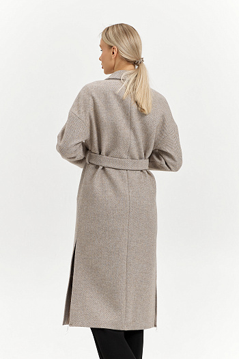 4 Пальто женское демисезонное 26820 (бежевый/диагональ)