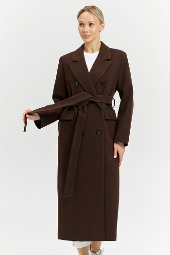 10 Пальто женское демисезонное 26326 (шоколад/рубчик)