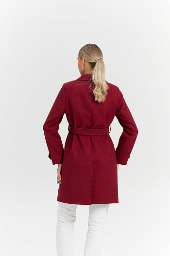 7 Пальто женское демисезонное 25570 (бордовый/ёлочка)
