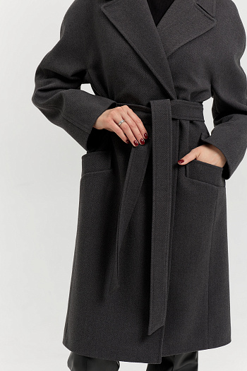 6 Пальто женское демисезонное 25885 (базальт/рубчик)