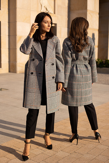 3 Пальто женское демисезонное 23220 (клетка michel)